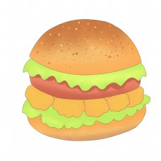 卡通美味汉堡插画
