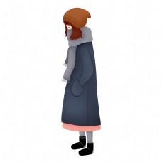 可爱卡通穿着大衣的女孩元素