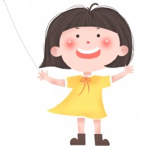 可爱小女孩放风筝