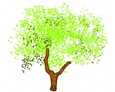 翠绿色的卡通树木