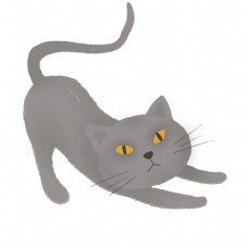 灰色可爱小猫咪插画