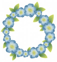 春季淡蓝色花环文字框