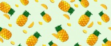 六月黄色菠萝水果海报背景