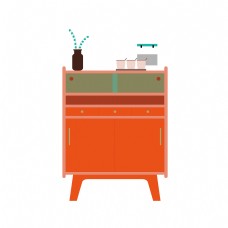 橘色的柜子装饰插画
