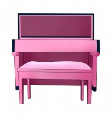 粉色钢琴卡通插画