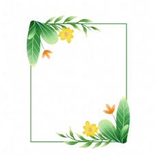 装饰花边手绘春天绿色清新植物鲜花绿叶边框装饰图案