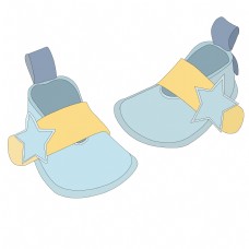 蓝色的婴儿鞋子插画